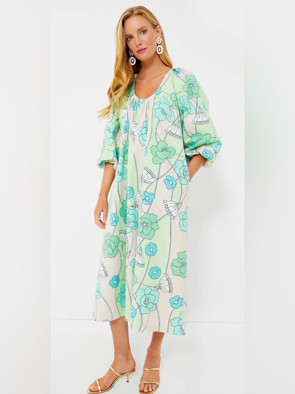 Hyacinth House Dorinda Midi Dress Floral Green Blue Tuckernuck